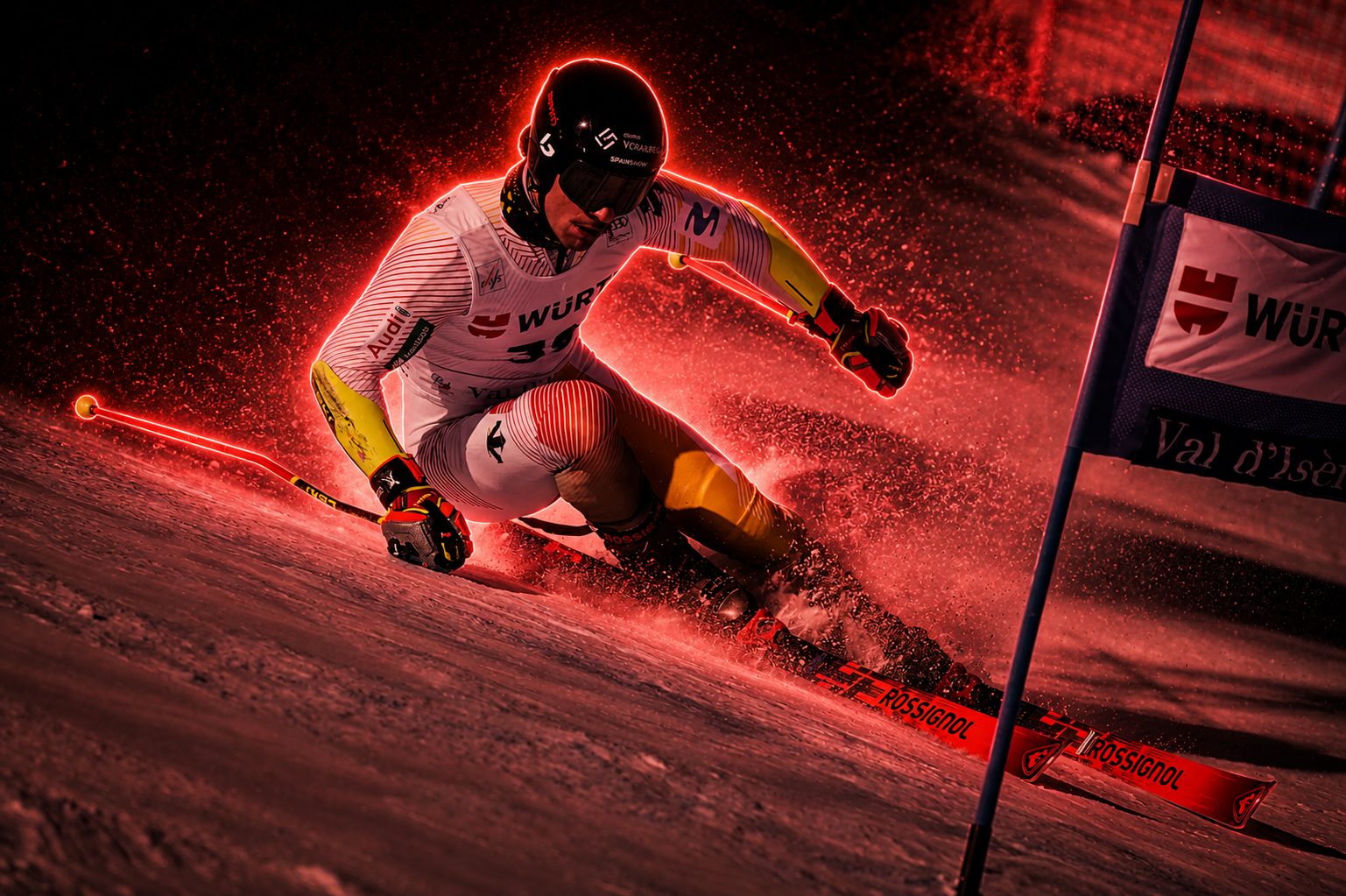 Esquiador aplicando el método de mejora técnica de Ski Lab